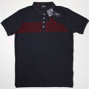 NWT Diesel Men's Slim Fit Polo Shirt Black 100% Cotton Men Size M (A3)